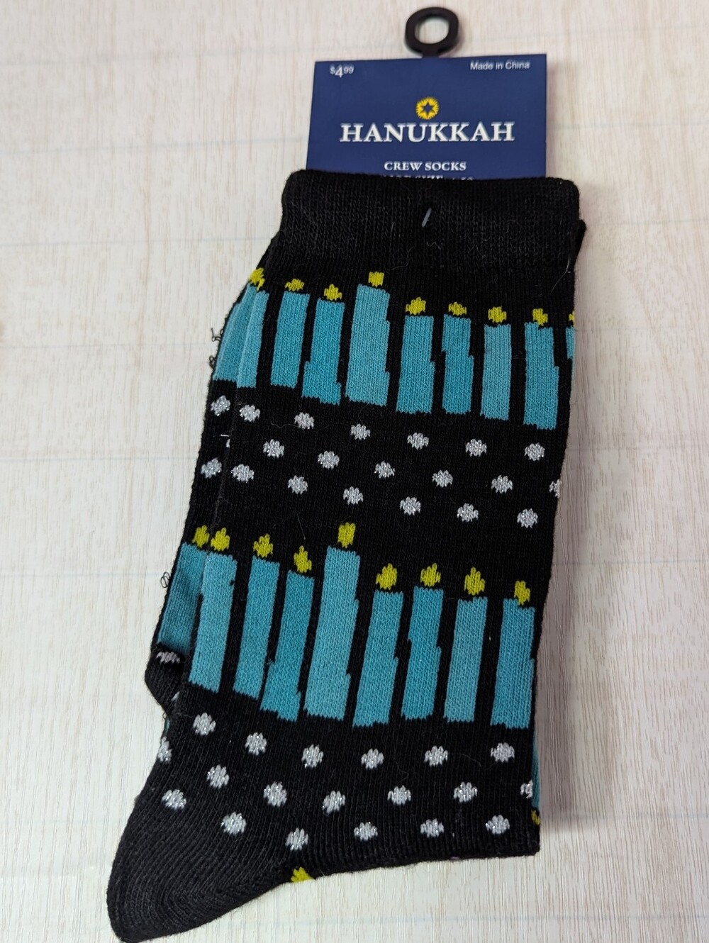 Happy Hanukkah Adult Crew Socks Dreidel Jewish Holiday Gift 4-10 Candle
